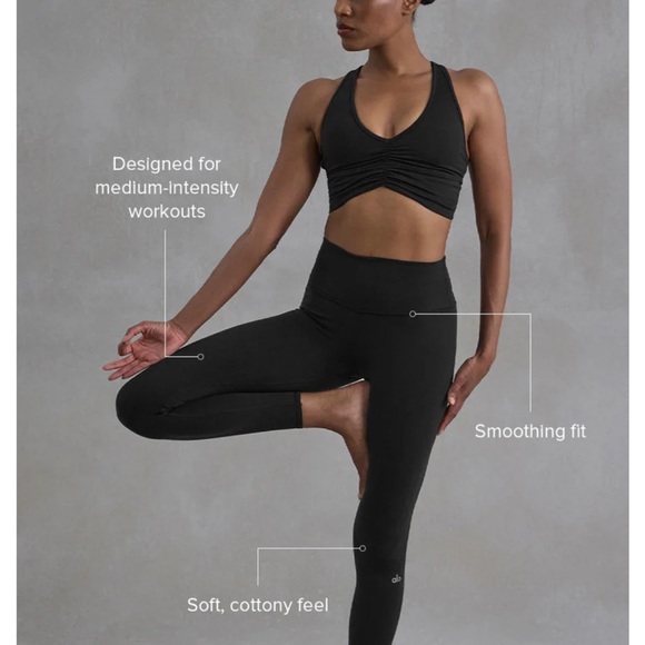 Alo Yoga 7/8 High-Waist  Airbrush Black Leggings Size Medium - Picture 10 of 11